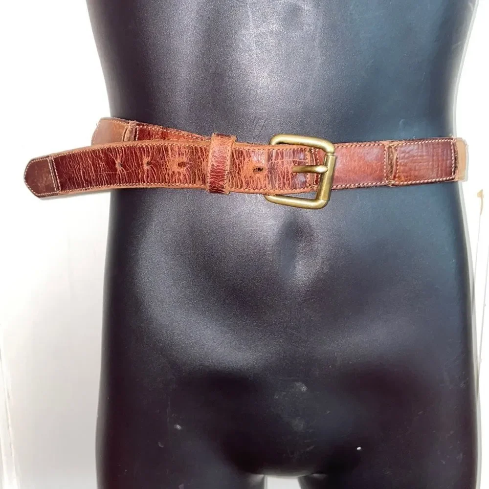 Vintage Fossil brown leather “patches” belt‎